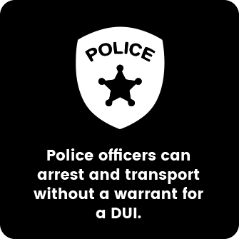 Police Officers can arrest and transport without a warrant for a DUI.